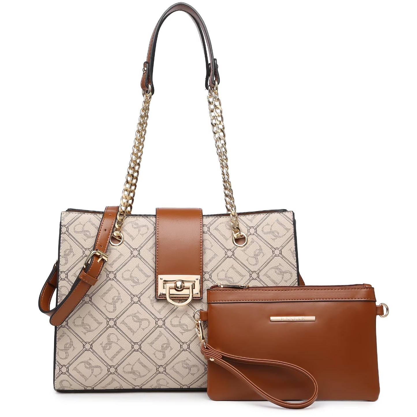 Chic Vegan Leather Hobo Handbag with Matching Clutch - Versatile Tote for Every Occasion